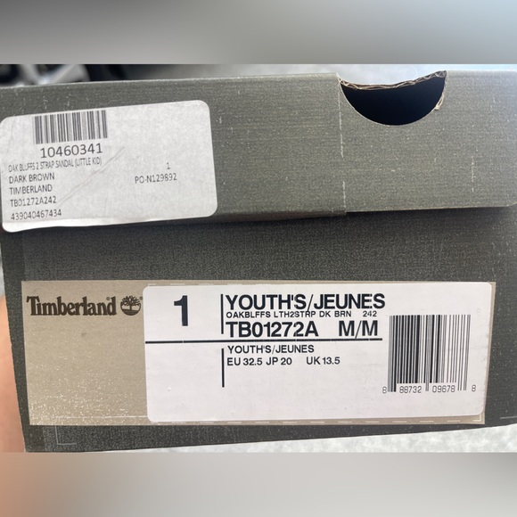 NEW Timberland 1292A Oak Bluffs 2-Strap Sandal Big Kid's Size 1.  39 EU Brown - Picture 4 of 5